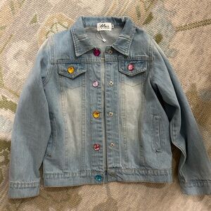 Lola & The Boys- Girls Rainbow Pearl Denim Jacket, size 10